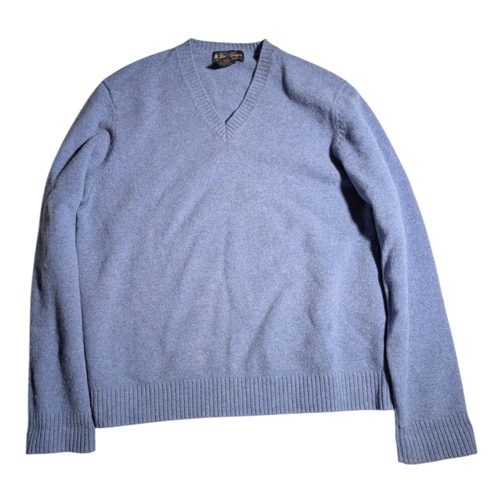 Brooks Brothers Periwinkle Blue Scottish Lambswool V-Neck Pullover Sweater Sz L